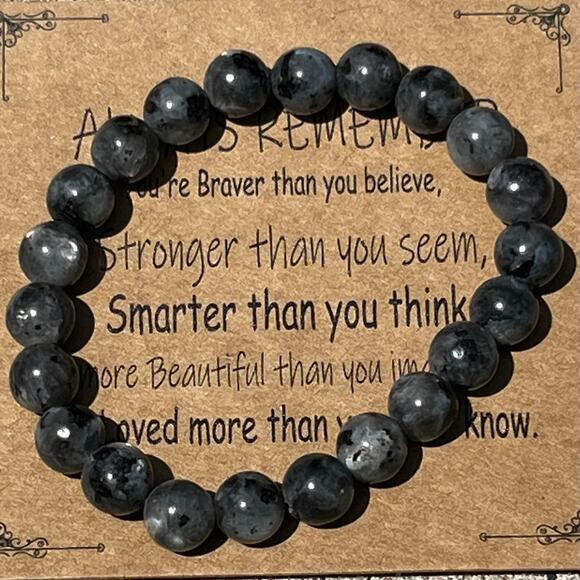 Stone Bracelet Always Remember Positive Affirmation Gift Present - Picture 1 of 2